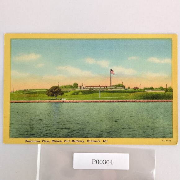 Historic Fort McHenry Baltimore Maryland Vtg Linen Postcard Panorama View 1953 - Picture 1 of 2